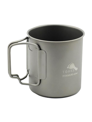 Toaks Ultralight Portable Titanium Camping Mug With Folding Handles - 450ml