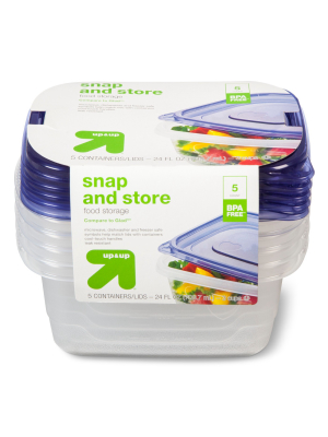 Snap And Store Small Rectangle Food Storage Container - 5ct/24 Fl Oz - Up&up™