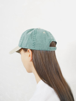 Washed Cotton 6-panel Cap Green X Khaki