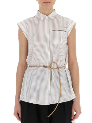 Brunello Cucinelli Striped Waist Tie Shirt