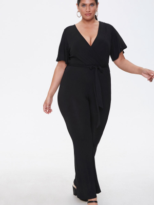 Plus Size Flare Wrap Jumpsuit