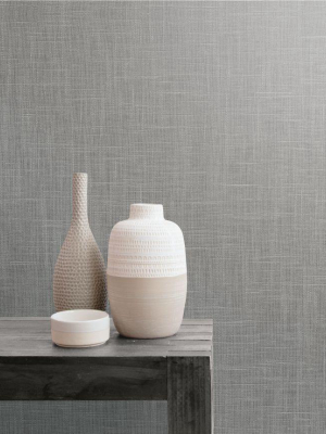 Indie Linen Embossed Vinyl Wallpaper In Mercury From The Boho Rhapsody Collection By Seabrook Wallcoverings