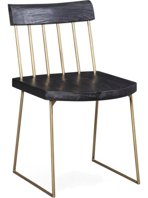 Memphis Pine Chair  Matte Black/brush Brass (set Of 2)