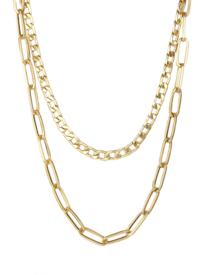 Cuban Link Double Mixed Chain Necklace