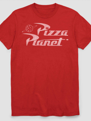 Men's Disney Pixar Toy Story 1 Pizza Planet Logo Short Sleeve Graphic T-shirt - Red