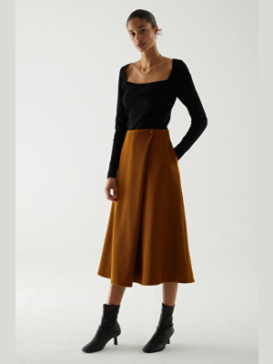 Wool-cotton A-line Skirt