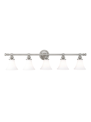 Hudson Valley Lighting Weston 5-bulb Vanity Lamp - Satin Nickel & Opal Matte