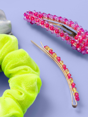 Girls' 4pk Glow In The Dark Hair Clip And Twister - More Than Magic™