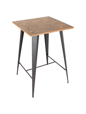 Oregon Industrial 41" Pub Table Matte Gray Metal With Medium Brown Wood Top - Lumisource