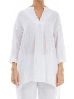 Relaxed White Linen Blouse