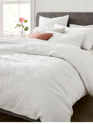 Tencel™ & Cotton Matelasse Rippled Duvet Cover & Shams - Stone White