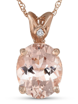 Pompeii3 2ct Vintage Morganite & Diamond Pendant 14k Rose Gold