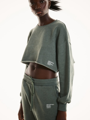 Cropped Sweatshirt With Text