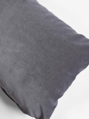 Winthrop Grey Velvet Pillow, Lumbar