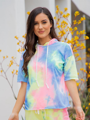 Tie Dye Hooded Tee - Neon Rainbow