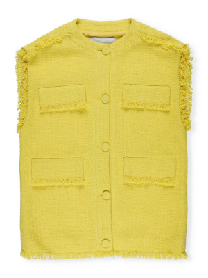 Msgm Frayed Sleeveless Tweed Jacket