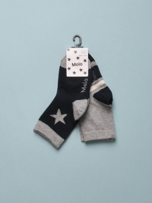 Nitis Socks 2 - Pack - Navy/grey Stripe