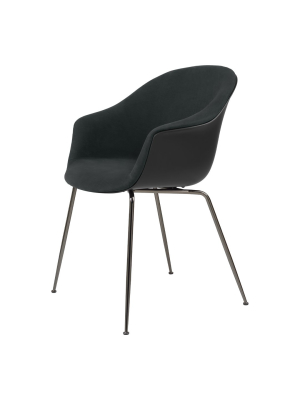 Bat Dining Chair - Black Chrome Conic Base - Front Upholstered