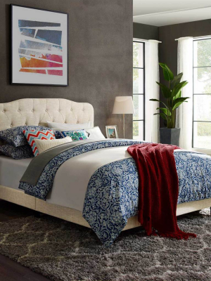 Amelie Upholstered Fabric Bed Beige