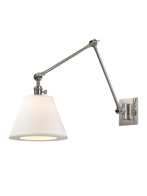 Hudson Valley Lighting Hillsdale Sconce - Polished Nickel & White