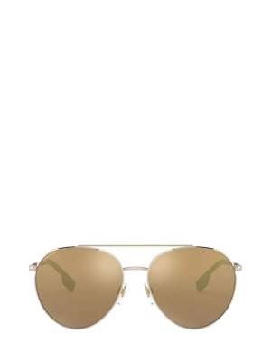 Burberry Eyewear Round Aviator Frame Sunglasses