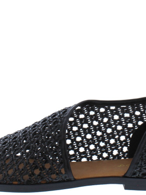 Hippie62m Black Wrap Eyelet Open Toe Slip On Sandal