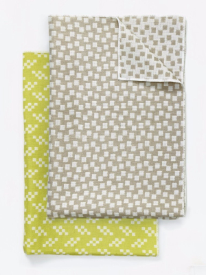 Set Of 2 Bitmap Textiles Color Tea Towels In Bits & Static