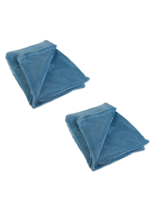 2pk 50"x60" Solid Plush Fleece Throw Blanket - Design Imports