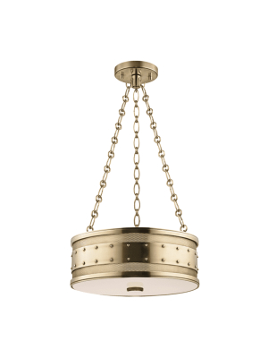 Gaines 3 Light Pendant Aged Brass