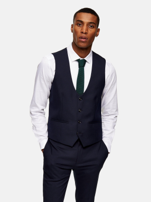 Navy Skinny Fit Suit Vest