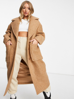 Ugg Hattie Long Oversized Coat In Camel