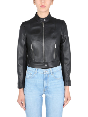 Michael Michael Kors Cropped Leather Biker Jacket