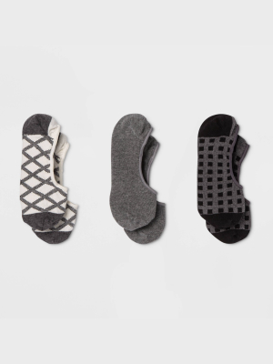 Women's Tonal Check 3pk Liner Socks - A New Day™ Black/gray 4-10