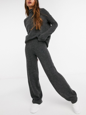 Vero Moda Knit Flares Set In Dark Gray