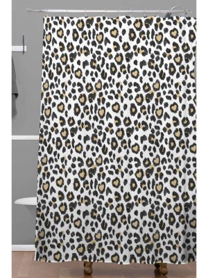 Dash And Ash Leopard Heart Shower Curtain Brown - Deny Designs