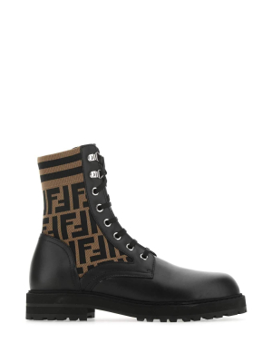 Fendi Ff Motif Combat Boots