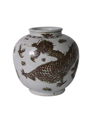 Dragon Open Top Jar, Rusty Brown