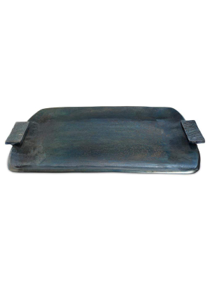 Julia Knight Eclipse 21" Rectangular Tray In Steel Blue