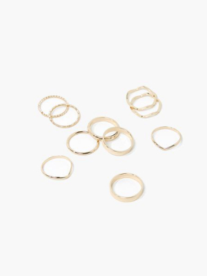 Smooth & Twisted Ring Set