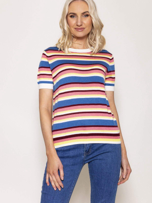 Merino Blend Stripe Knit In Multi