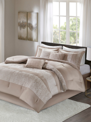 7pc Anett Chenille Jacquard Comforter Set Taupe