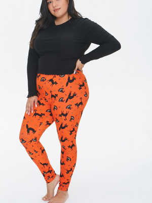 Plus Size Cat & Witch Hat Leggings