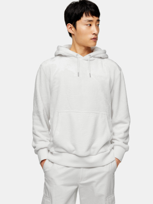 White Teddy Embroidered Hoodie