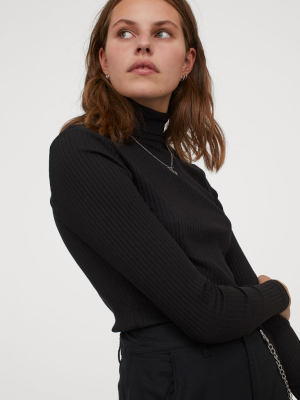 Ribbed Turtleneck Top