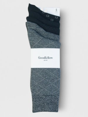 Men's Textured Dress Socks 5pk - Goodfellow & Co™ Gray/black 10-13