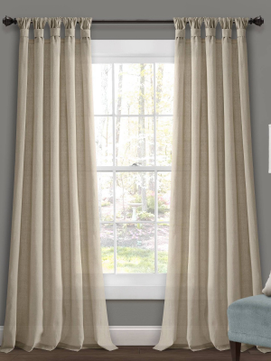 Burlap Knotted Tab Top Light Filtering Window Curtain Panels - Lush Décor