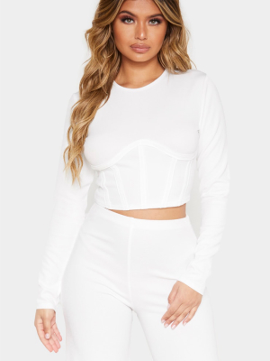 White Crepe Structured Underbust Crop Top