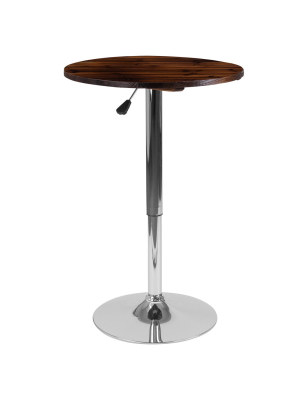 Flash Furniture 23.5'' Round Adjustable Height Rustic Pine Wood Table (adjustable Range 26.25'' - 35.5'')