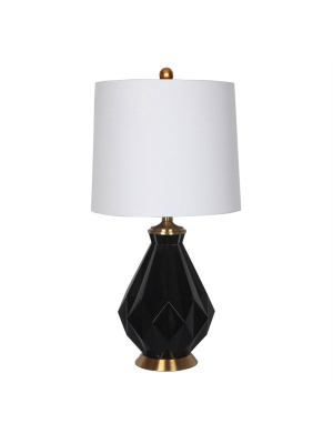 Black Glass Multi-faceted Table Lamp