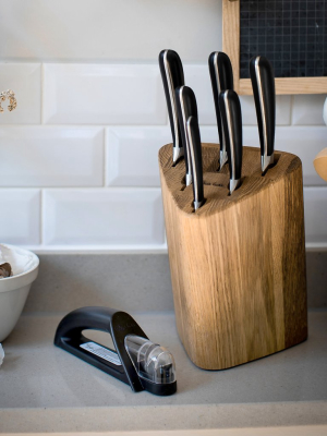 Signature Prism Oak Knife Block Set With Knife Sharpener